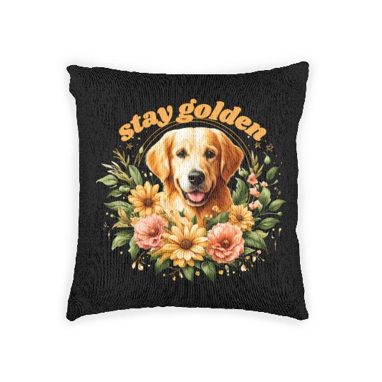 Cute Golden Retriever Woven Pillows