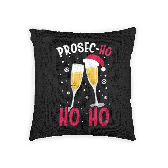 Prosec Ho Ho Ho Presecco Vacation Woven Pillows