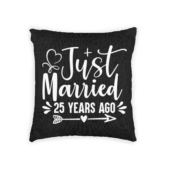 Just Married 25 Years Ago 25Th Wedding Anniversary Woven Pillows