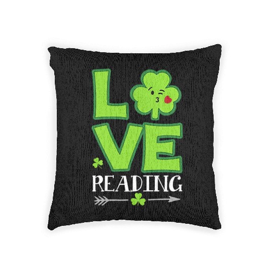 Love Shamrock Reading Teacher Funny St Patricks Da Woven Pillows