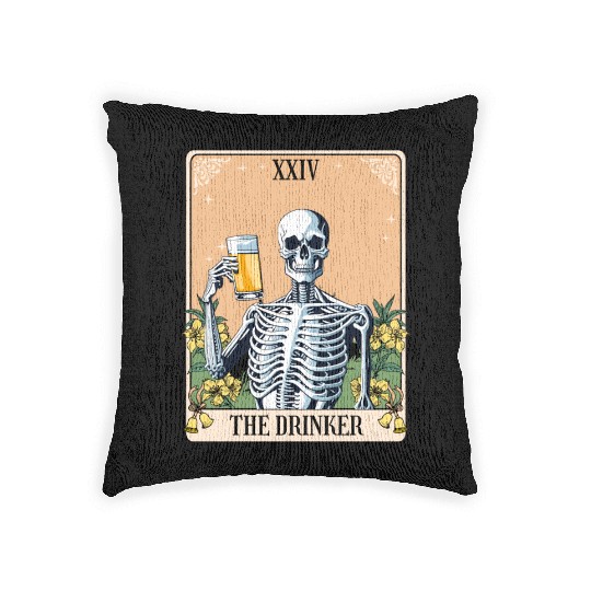 Funny Tarot Card Craft Beer Alcohol Woven Pillows