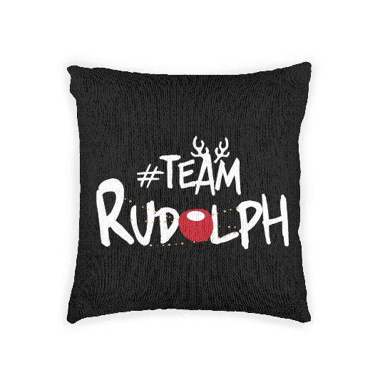 Team Rudolph Funny Christmas Reindeer Lover Meme Woven Pillows