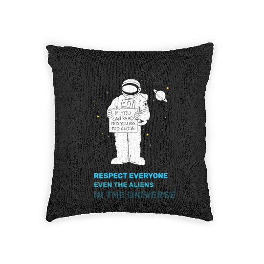 Black White Astronauts and Aliens Woven Pillows
