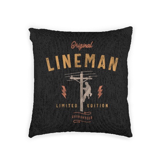Original Lineman Funny Electrician Woven Pillows
