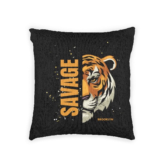 savage lion Woven Pillows
