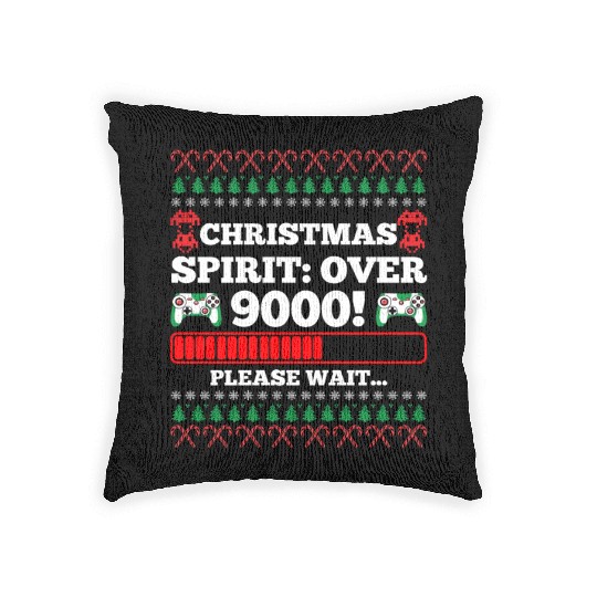 Christmas Spirit: Over 9000! Please Wait Gambling Woven Pillows