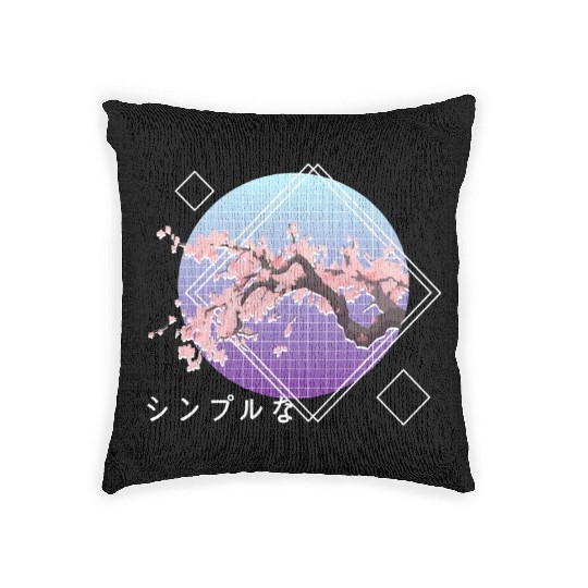 Lofi Aesthetic Sakura Cherry Blossom Tree Japanese Woven Pillows