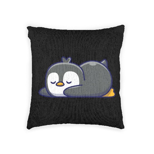 Cute penguin sleeping Woven Pillows