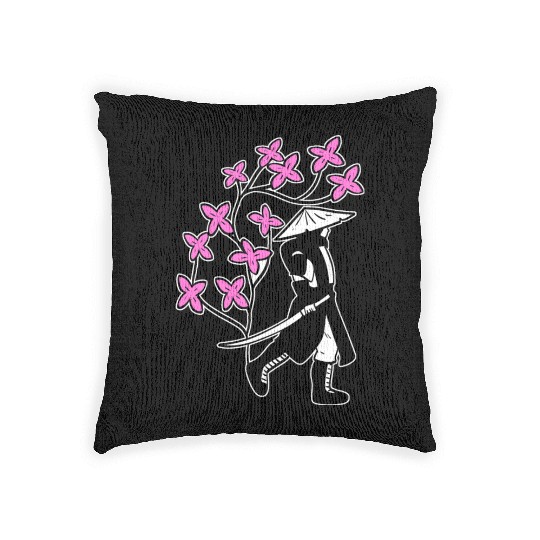 Samurai Sakura Tree Chinese Warrior Gift Woven Pillows