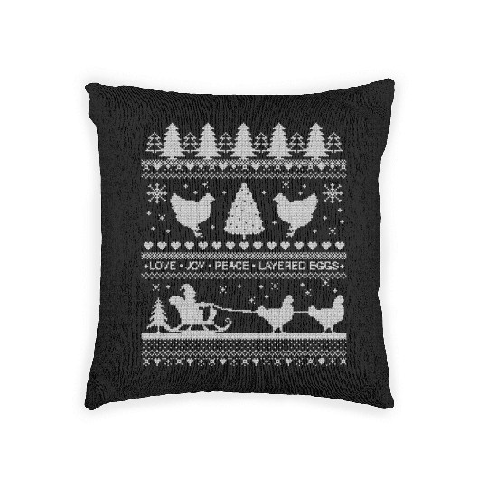 Chickens Farm Lover Ugly Christmas Themed Meme Woven Pillows