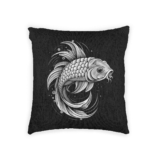 Black and White Fish Woven Pillows
