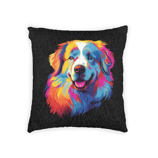 Watercolor Colorful Great Pyrenees Woven Pillows