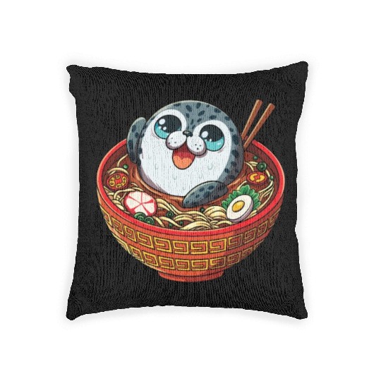 Marine Animal Sea Creature Ocean Ramen Soup Seal Woven Pillows