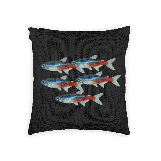 Neon Tetra Fish Bright Color Freshwater Sea Life Woven Pillows
