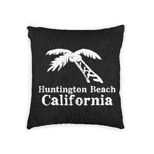 Huntington Beach California Palm Tree Souvenirs Woven Pillows