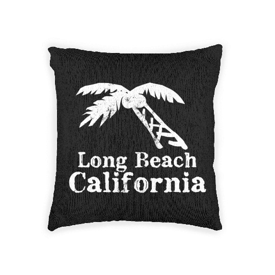 Long Beach California Palm Tree Souvenirs Gifts Woven Pillows