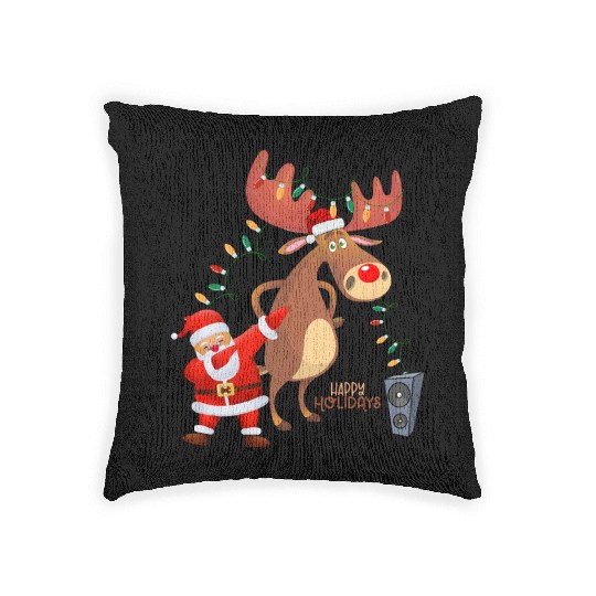 Christmas Lights Dabbing Santa Dancing Rudolph Woven Pillows