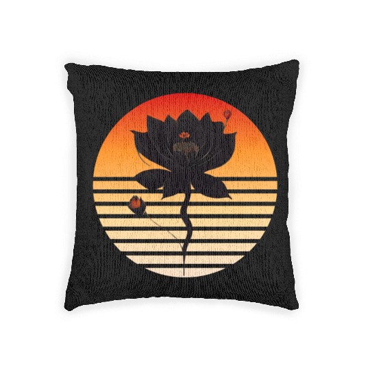 Black rose with sunset colors Woven Pillows