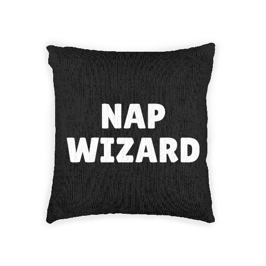 Nap wizard, funny nap loving slogan Woven Pillows