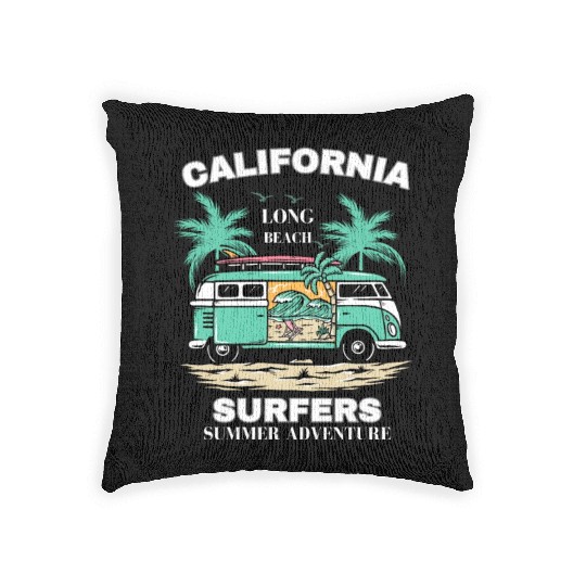 Men's And Women's California Long Beach Print Woven Pillows