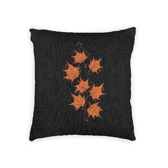 Brown Maple Leaves Woven Pillows