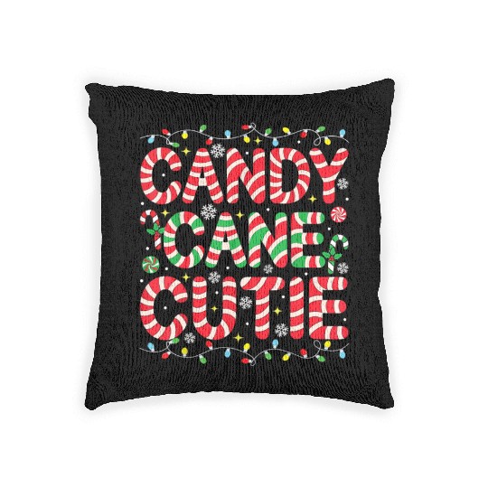 Funny Christmas Candy Cane Lover Crew Xmas Candy Woven Pillows