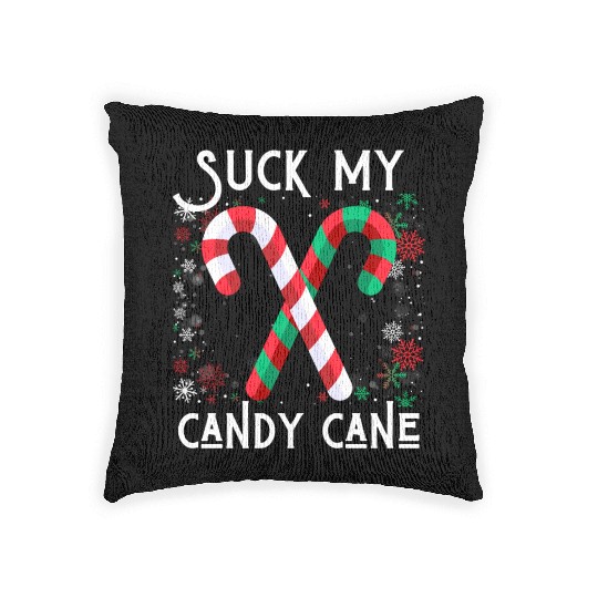 Suck My Candy Cane Ugly Christmas Sweater Woven Pillows