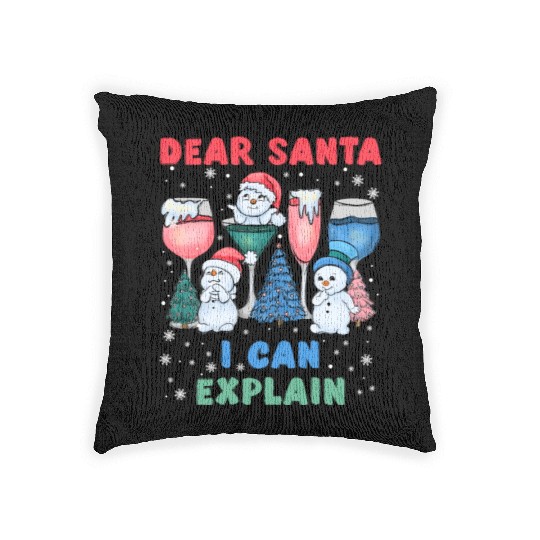 Schneemann Dear Santa I can Explain Funny Woven Pillows