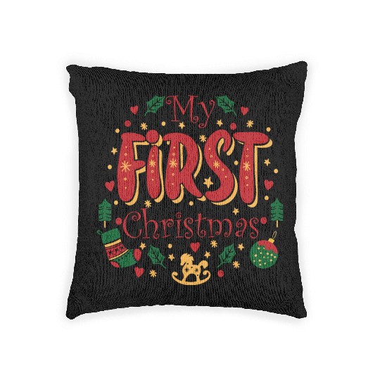 My First Christmas, Infant Baby Cute 1st Christmas Woven Pillows