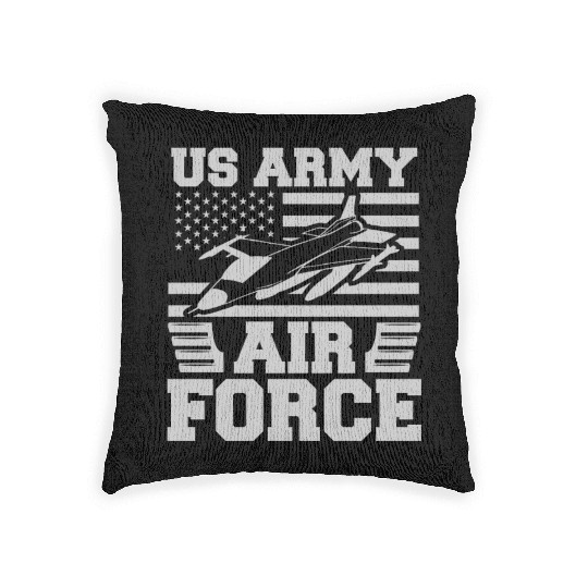 US Flag Airplane Patriotic American Pilot Woven Pillows
