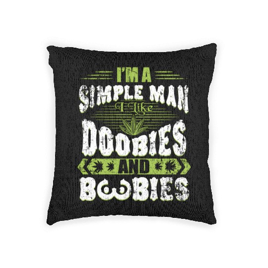 Marijuana Doobies And Boobies Smoking Pot Weed Woven Pillows