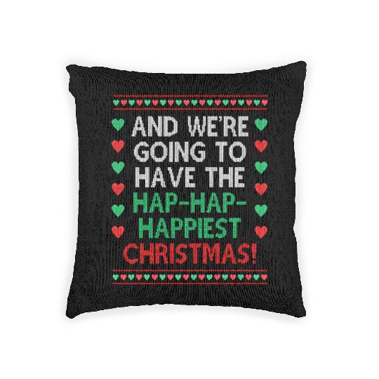 Merry Christmas Funny Ugly Christmas Sweater theme Woven Pillows