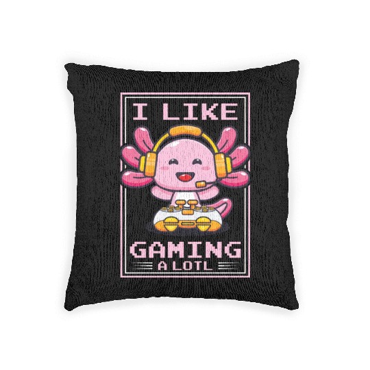 Gaming, Axolotl, Gaming, Video Game, Unicorn Gamer Woven Pillows