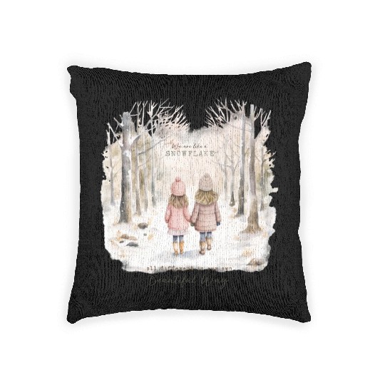 Cute Kids In Winter Wonderland Woven Pillows