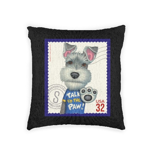 Cute Funny Schnauzer Stamp Woven Pillows
