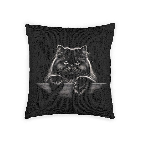 persian More Treats 9 - Cute realistic cat drawing Woven Pillows