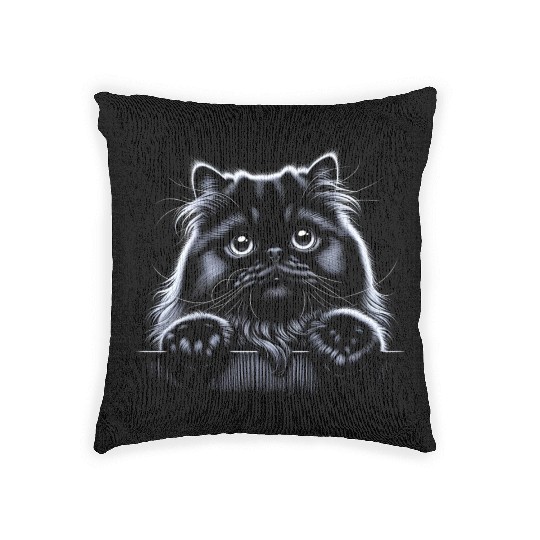 persian More Treats 7- Cute realistic cat drawing Woven Pillows