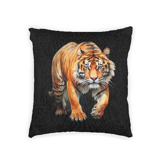 tiger watercolor Woven Pillows