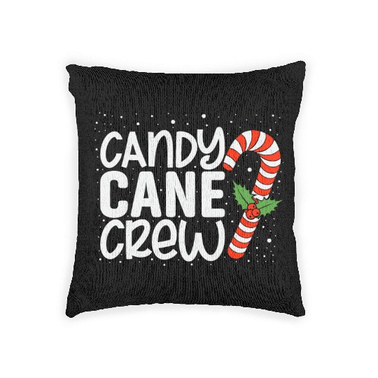 Funny Christmas Candy cane crew Woven Pillows