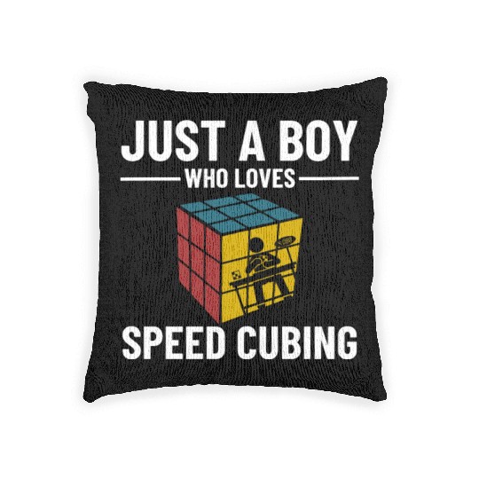 Just A Boy Who Loves Math & Speed Cubing Woven Pillows