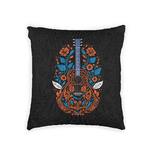 Country Guitar Art Woven Pillows