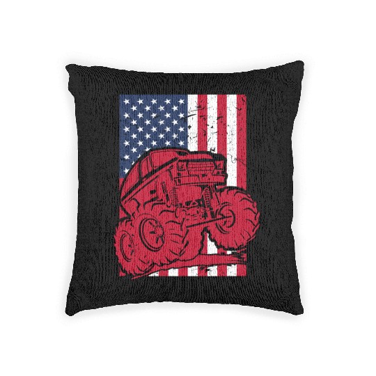 Monster Truck American Flag Woven Pillows