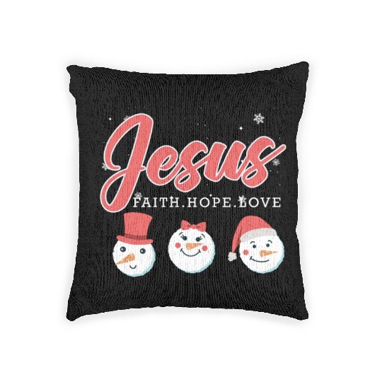 Jesus Snowmen Funny Christmas Time Snow Woven Pillows