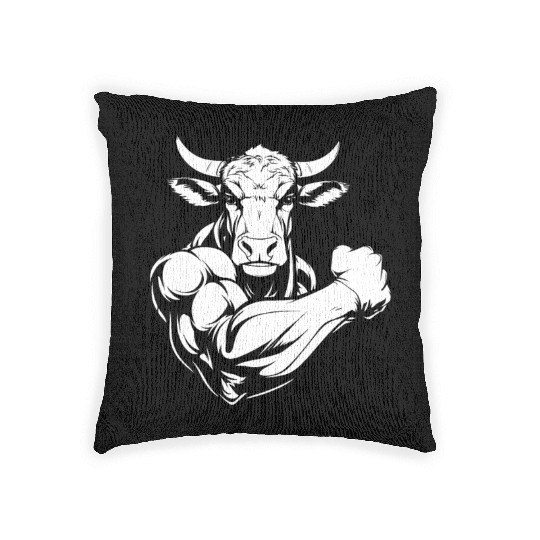 Workout Gym Cow Woven Pillows