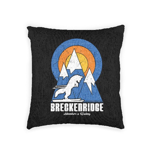 Retro Breckenridge Ski White Fox Woven Pillows