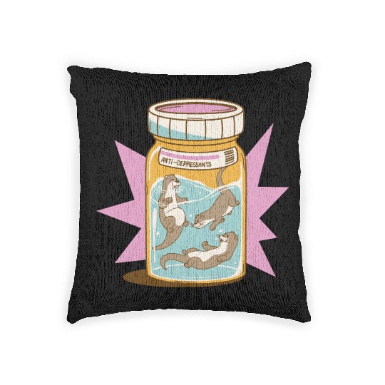 Joyful Otter Jar Woven Pillows