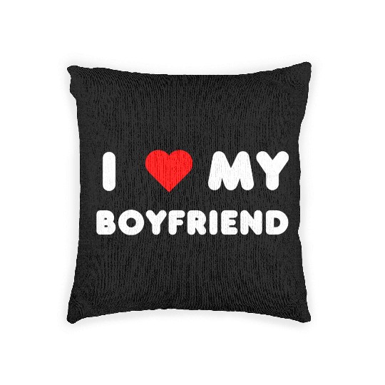 I Love My Boyfriend Woven Pillows