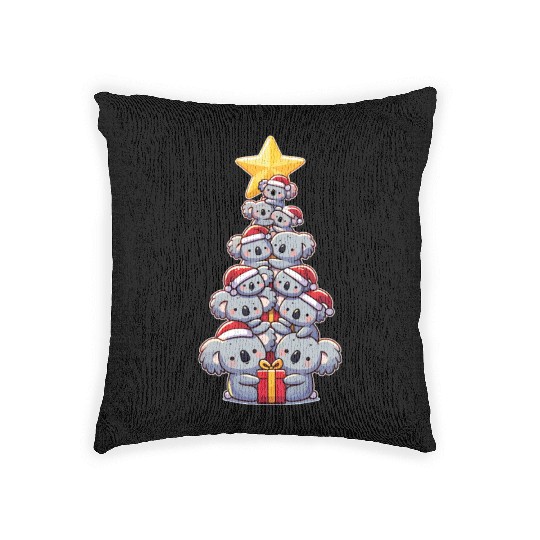Koala Christmas Tree Merry Christmas Woven Pillows