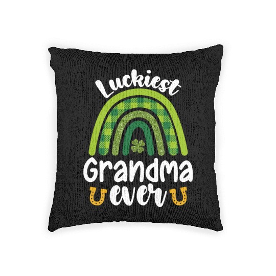 Luckiest Grandma Ever Family St Patrick's Day Woven Pillows