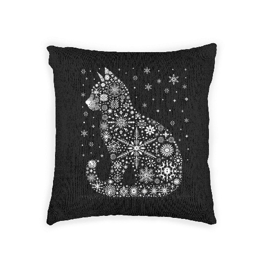 Christmas Cat Snowflakes Woven Pillows